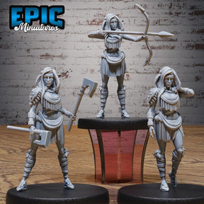 Female Native Indian Solider Miniature | Set of 3 - Tabletop RPG & D&D miniature. Perfect for wargaming & collectors