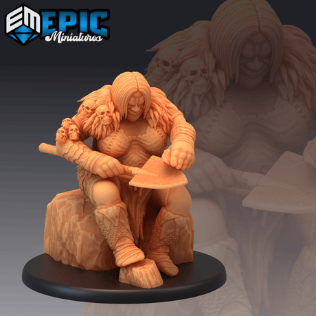 Female Ogre Miniature | B - Tabletop RPG & D&D miniature. Perfect for wargaming & collectors