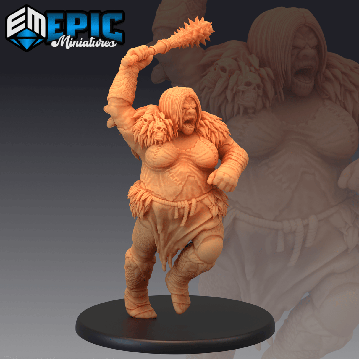 Female Ogre Miniature | C - Tabletop RPG & D&D miniature. Perfect for wargaming & collectors