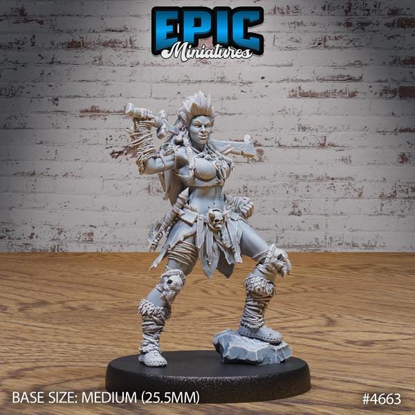 Female Orc Adventurer Miniature | 4663 - Tabletop RPG & D&D miniature. Perfect for wargaming & collectors