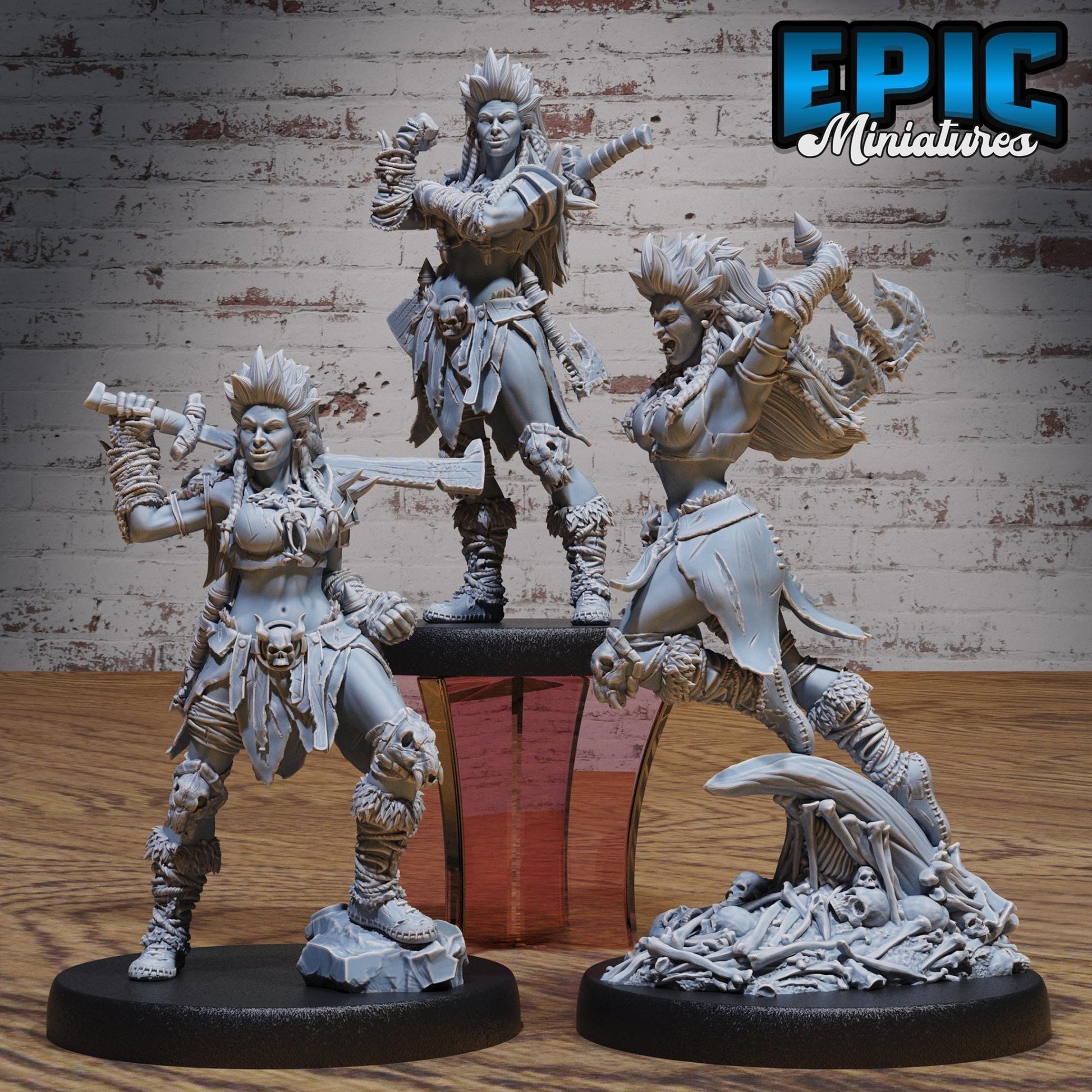 Female Orc Adventurer Miniature - Full Set All Models - 32mm