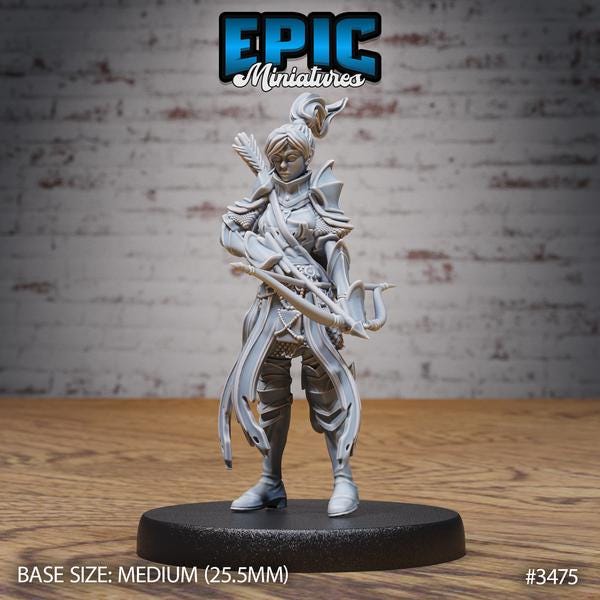 Female Paladin Miniature | 3475 - Tabletop RPG & D&D miniature. Perfect for wargaming & collectors