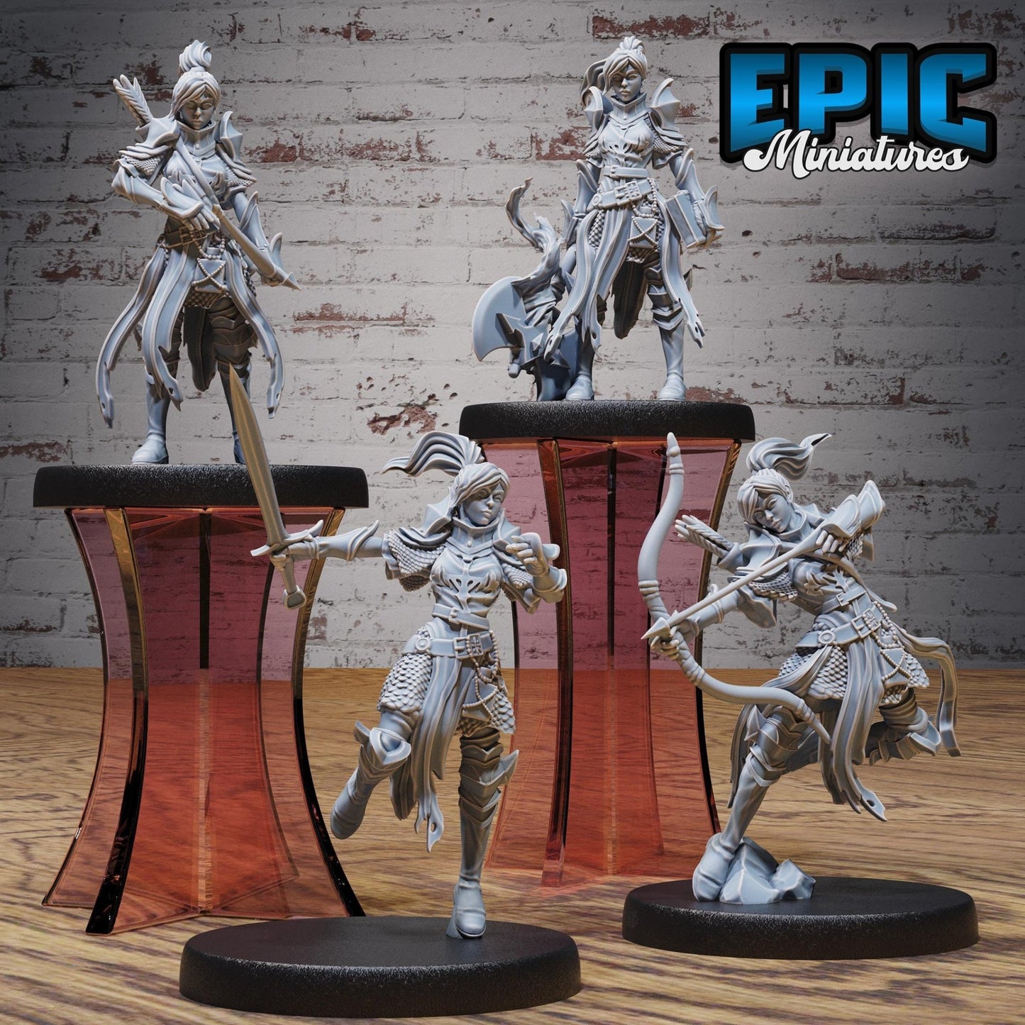 Female Paladin Miniature - Full Set All Models - 32mm