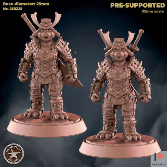 Female Panda Folk Warrior Miniature - Set of 2 - 28mm