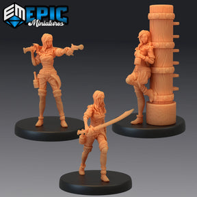 Female Pirates Miniature | Set of 3 - Tabletop RPG & D&D miniature. Perfect for wargaming & collectors
