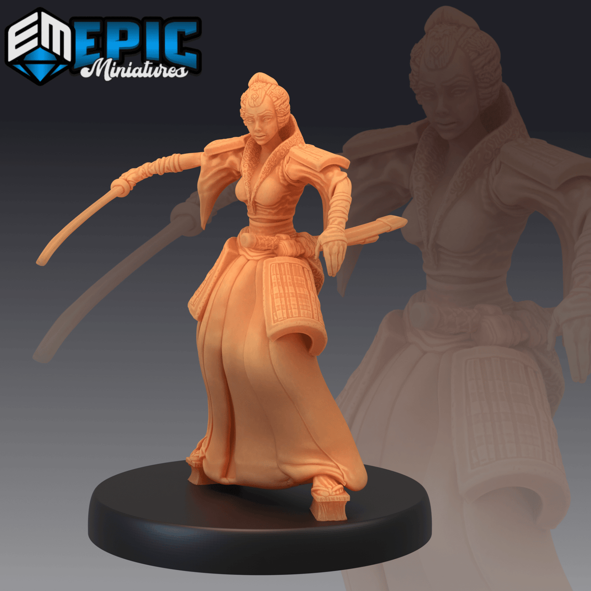 Female Samurai Miniature | C - Tabletop RPG & D&D miniature. Perfect for wargaming & collectors