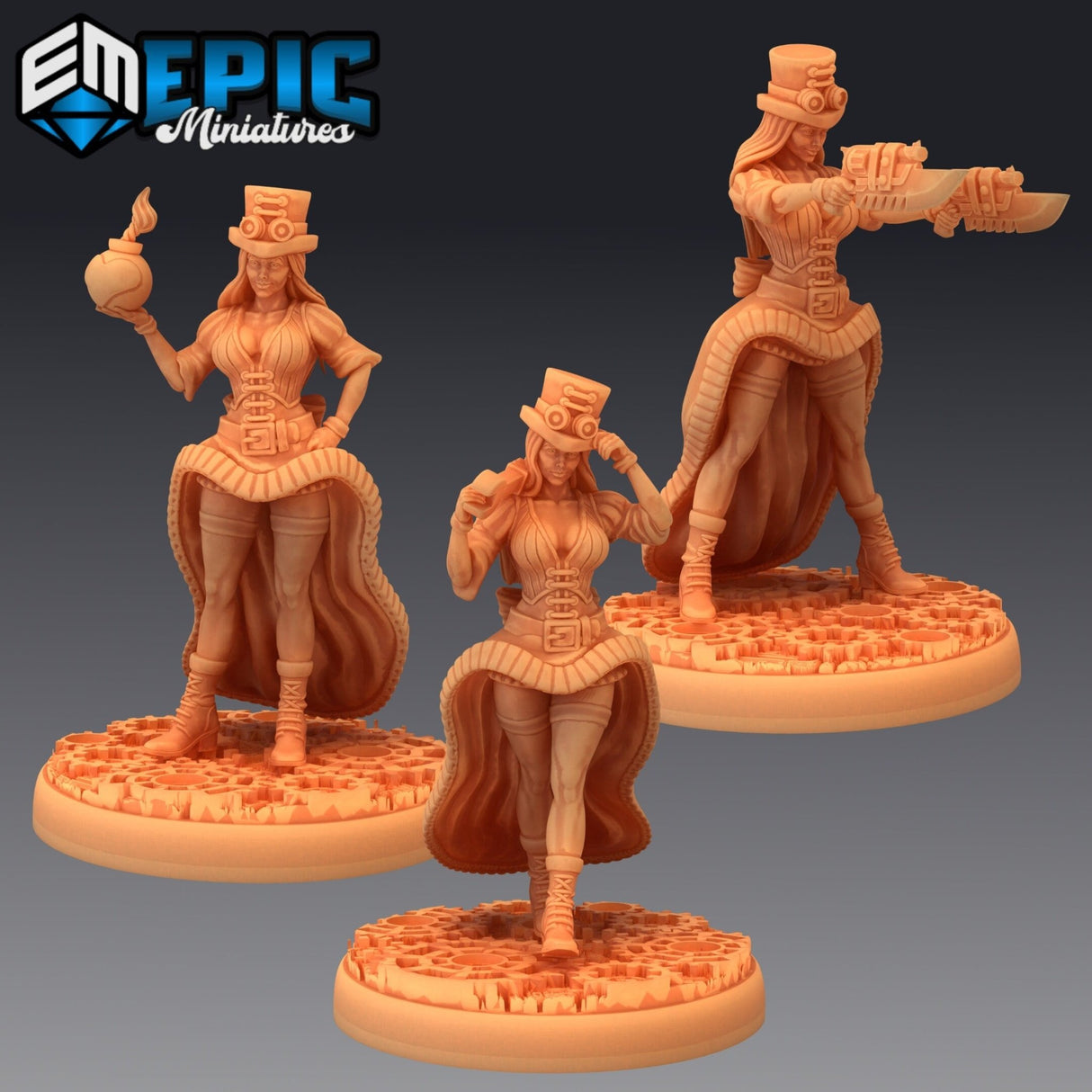 Female Scientist Miniature | Set of 3 - Tabletop RPG & D&D miniature. Perfect for wargaming & collectors