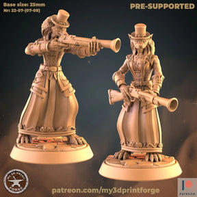 Female Scientist Werewolf Miniature | Set of 2 - Tabletop RPG & D&D miniature. Perfect for wargaming & collectors