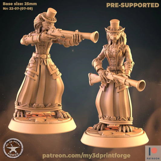 Female Scientist Werewolf Miniature - Set of 2 - 28mm