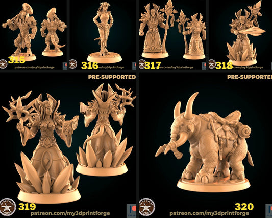 Female Tiefling Wizard Miniature - Set of 6 - 28mm