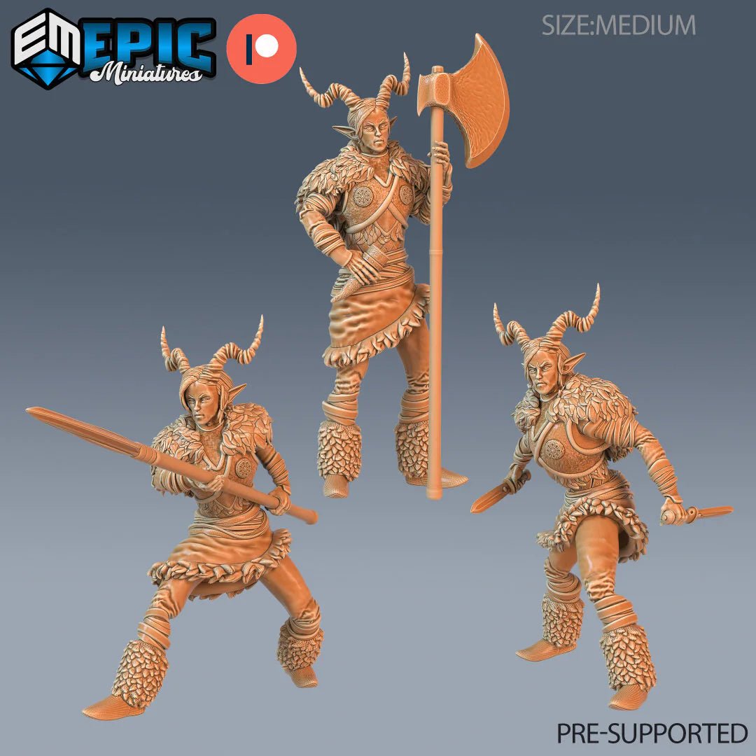 Female Viking Miniature | Set of 3 - Tabletop RPG & D&D miniature. Perfect for wargaming & collectors