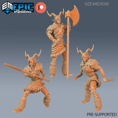 Female Viking Miniature | Set of 3 - Tabletop RPG & D&D miniature. Perfect for wargaming & collectors