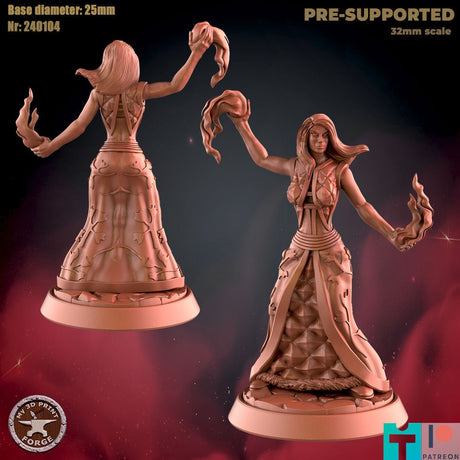 Female Warlock Miniature | A - Tabletop RPG & D&D miniature. Perfect for wargaming & collectors