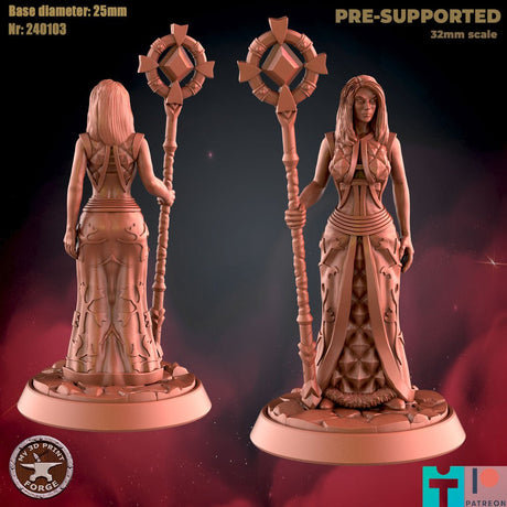 Female Warlock Miniature | B - Tabletop RPG & D&D miniature. Perfect for wargaming & collectors