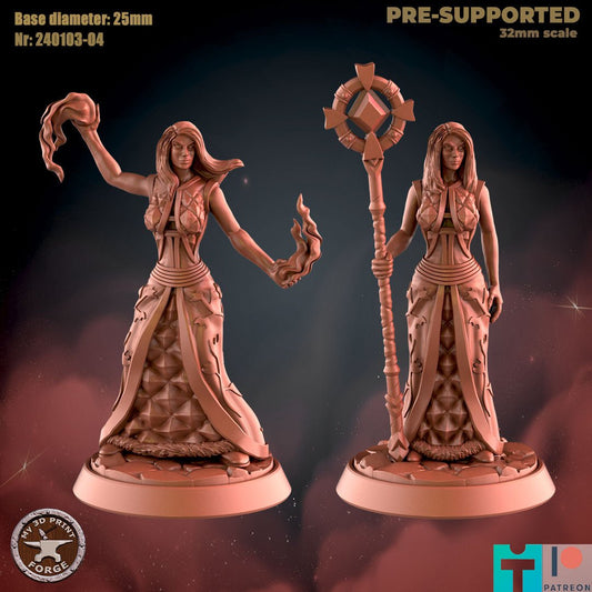 Female Warlock Miniature - Set of 2 - 28mm