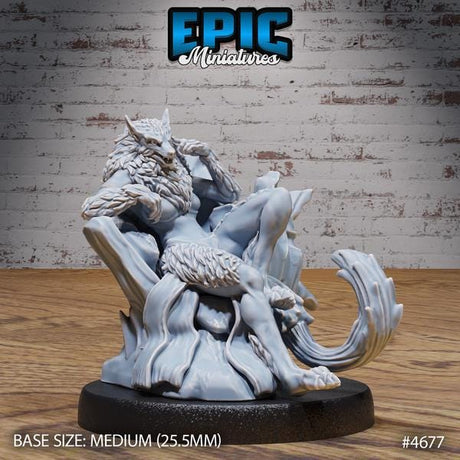 Female Werewolf Miniature | 4677 - Tabletop RPG & D&D miniature. Perfect for wargaming & collectors