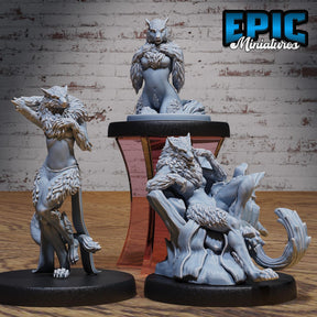 Female Werewolf Miniature | Full Set All Models - Tabletop RPG & D&D miniature. Perfect for wargaming & collectors