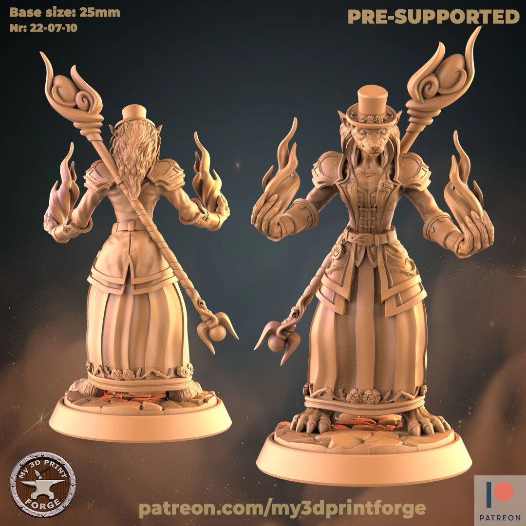 Female Wizard Werewolf Miniature | B - Tabletop RPG & D&D miniature. Perfect for wargaming & collectors