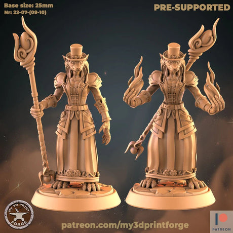Female Wizard Werewolf Miniature | Set of 2 - Tabletop RPG & D&D miniature. Perfect for wargaming & collectors