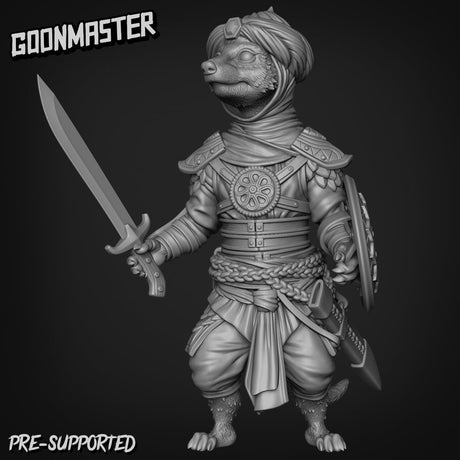 Ferret Fighter Miniature | B - Tabletop RPG & D&D miniature. Perfect for wargaming & collectors