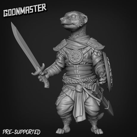 Ferret - folk Fighter Miniature | B - Tabletop RPG & D&D miniature. Perfect for wargaming & collectors