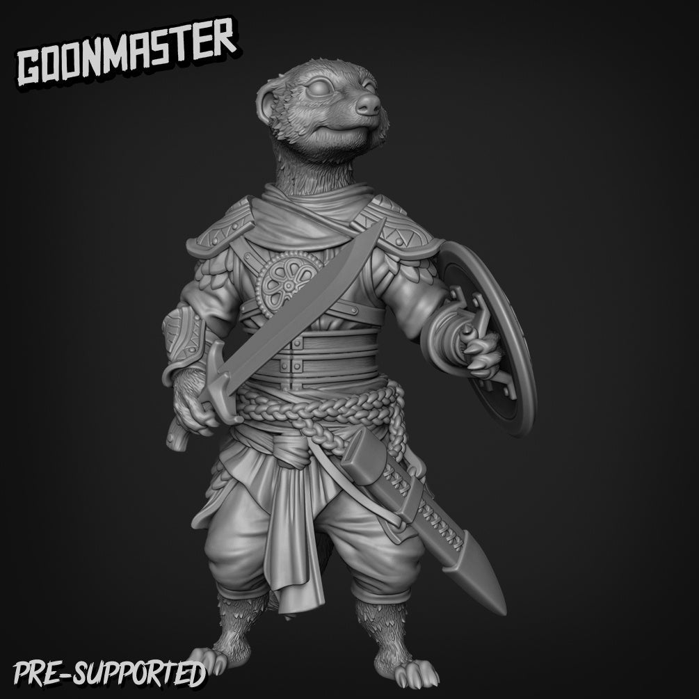 Ferret - folk Fighter Miniature | C - Tabletop RPG & D&D miniature. Perfect for wargaming & collectors