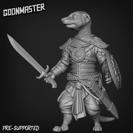 Ferret - folk Fighter Miniature | D - Tabletop RPG & D&D miniature. Perfect for wargaming & collectors