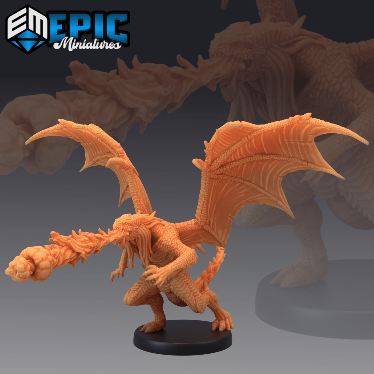 Fire Draconic Demon Miniature | C - Tabletop RPG & D&D miniature. Perfect for wargaming & collectors