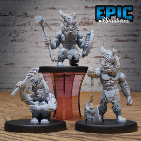 Fire Dwarf Miniature | Full Set All Models - Tabletop RPG & D&D miniature. Perfect for wargaming & collectors