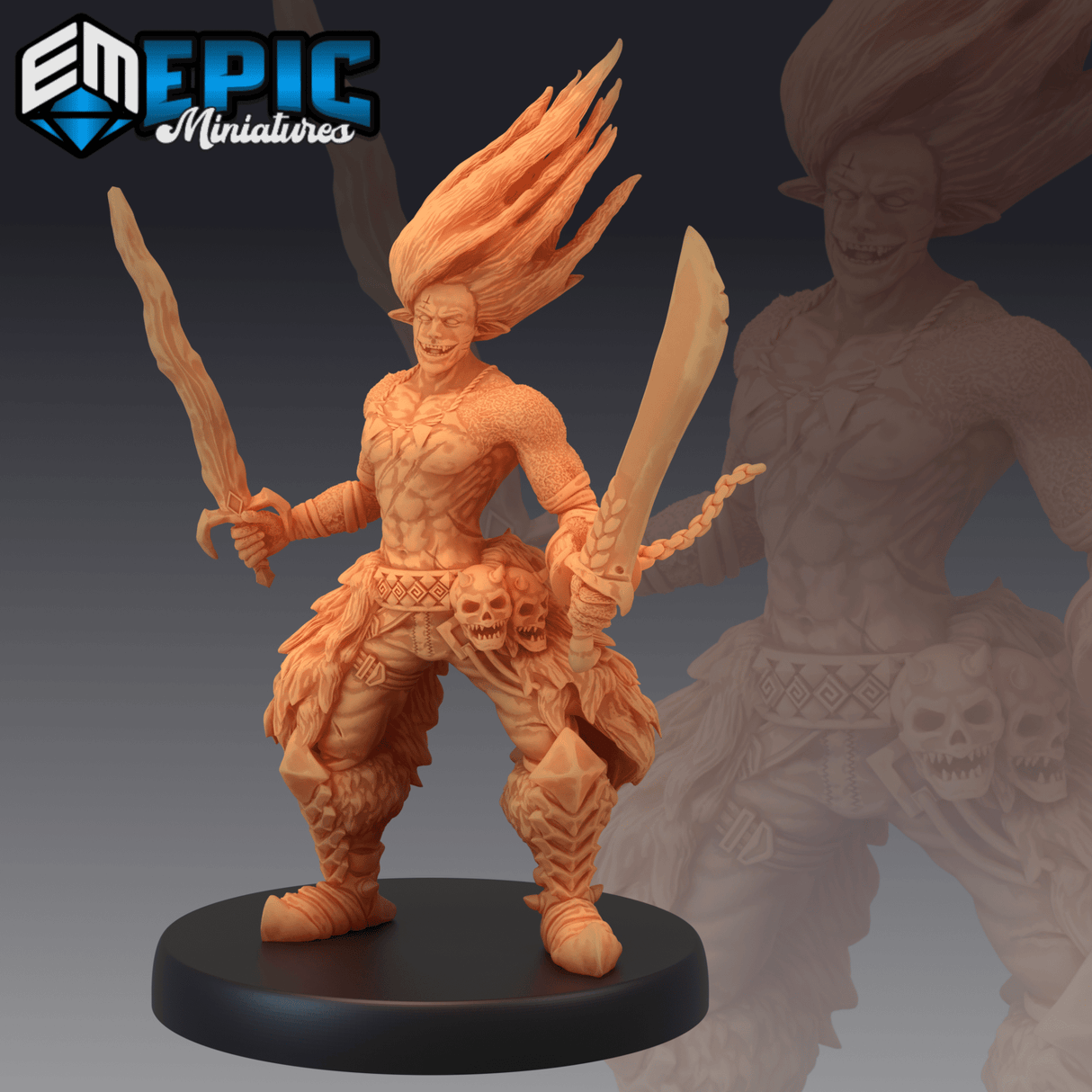 Desert Barbarian Miniature | C - Tabletop RPG & D&D miniature. Perfect for wargaming & collectors