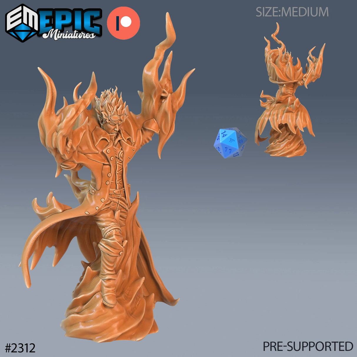 Fire Genasi Miniature | D - Tabletop RPG & D&D miniature. Perfect for wargaming & collectors