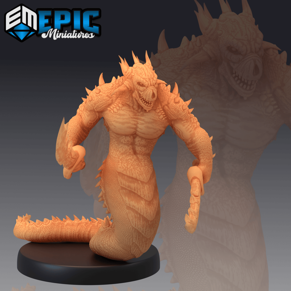 Fire Salamander Miniature | B - Tabletop RPG & D&D miniature. Perfect for wargaming & collectors