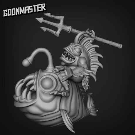 Fish Folk Mounted Miniature | A - Tabletop RPG & D&D miniature. Perfect for wargaming & collectors