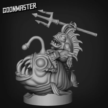 Fish Folk Mounted Miniature | B - Tabletop RPG & D&D miniature. Perfect for wargaming & collectors
