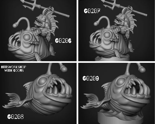 Fish Folk Mounted Miniature - set of 4 - 28mm