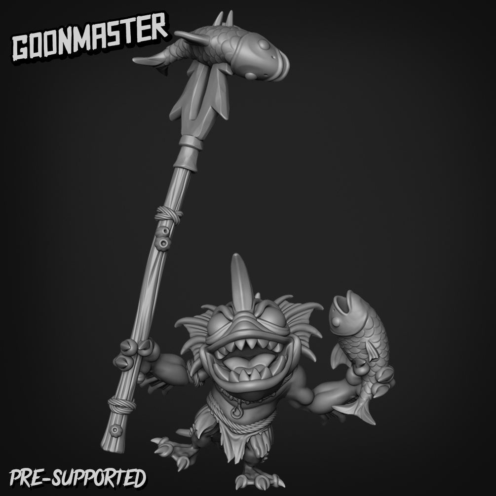 Fish Folk Shaman Miniature | D - Tabletop RPG & D&D miniature. Perfect for wargaming & collectors