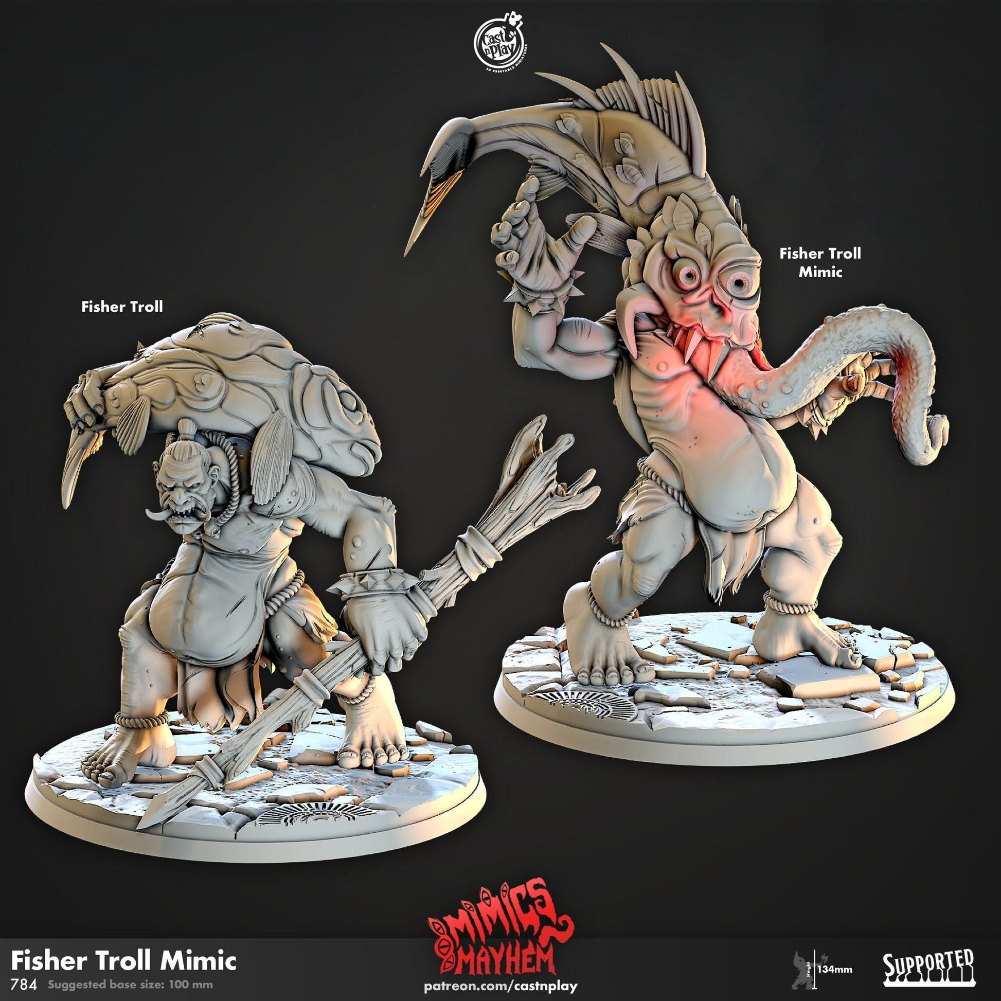 Fisher Troll Mimic Miniature - Fisher Troll - 32mm