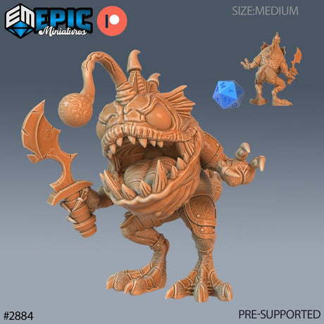 FishFolk Anglerfish Miniature | A - Tabletop RPG & D&D miniature. Perfect for wargaming & collectors