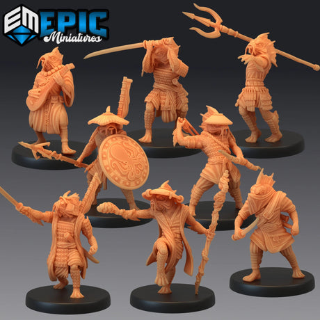 FishFolk Koi Miniature | Set of 8 - Tabletop RPG & D&D miniature. Perfect for wargaming & collectors