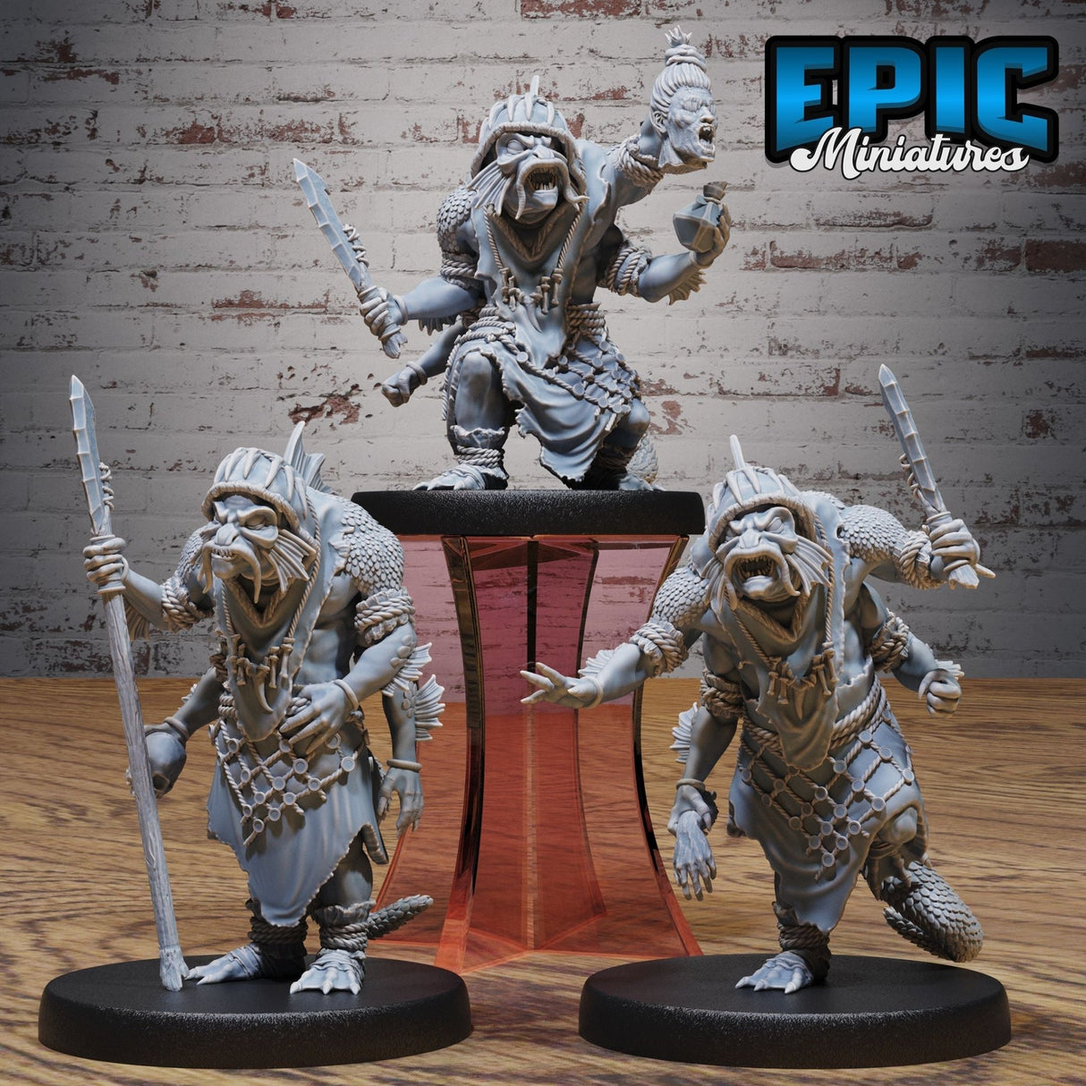Fishfolk Vagabond Miniature | Set of 3 - Tabletop RPG & D&D miniature. Perfect for wargaming & collectors