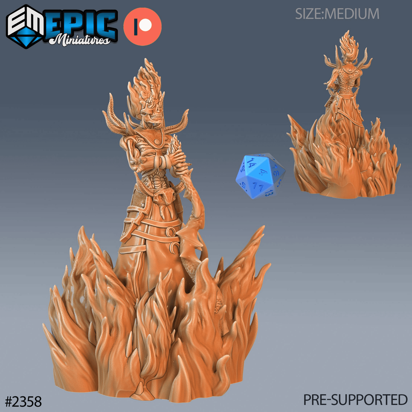 Flame Lich Miniature - C - 28mm