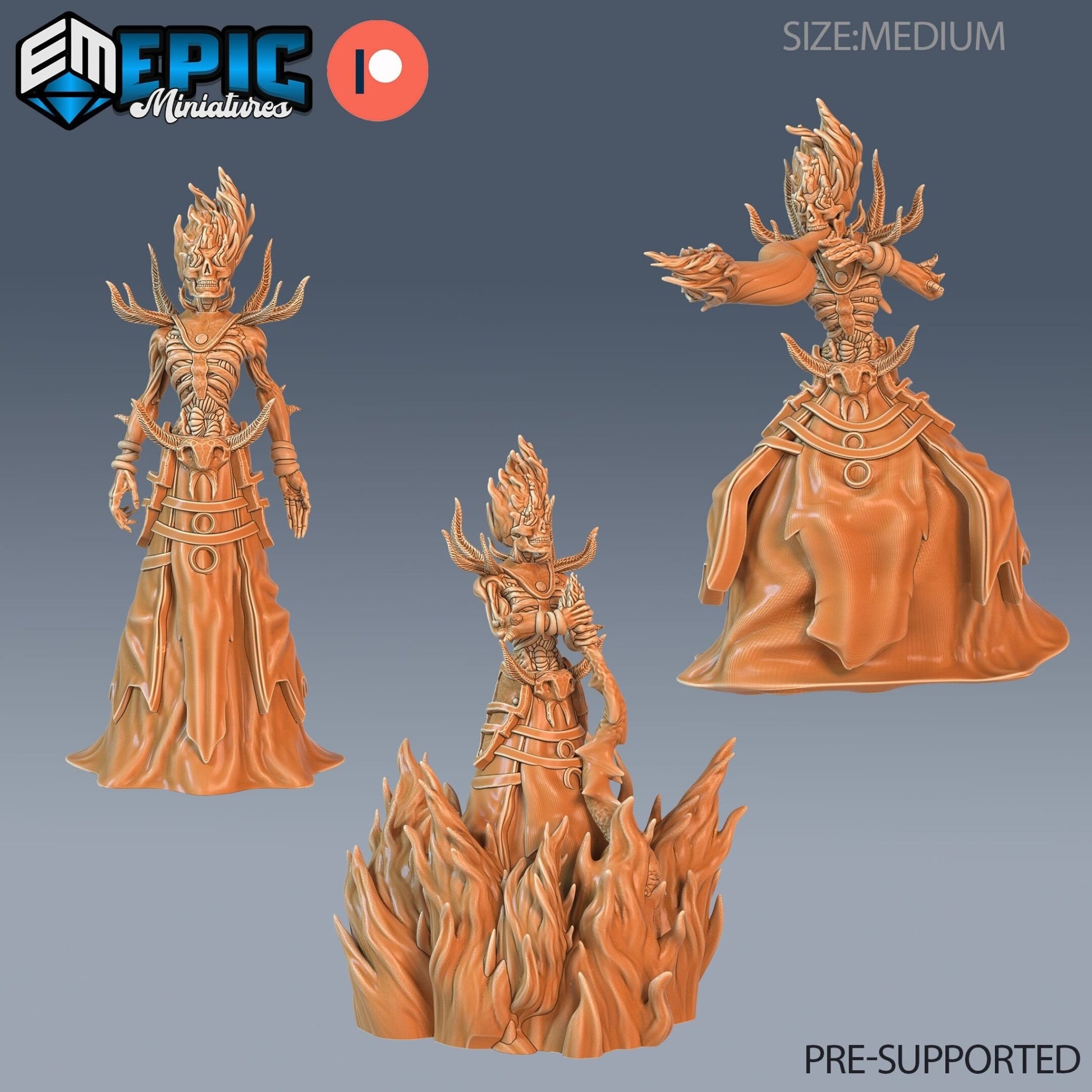 Flame Lich Miniature - Set of 3 - 28mm