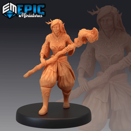 Forest Druid Miniature | A - Tabletop RPG & D&D miniature. Perfect for wargaming & collectors