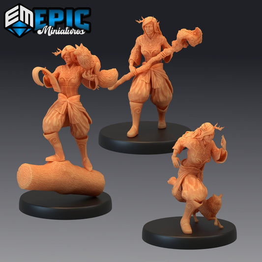 Forest Druid Miniature - Set of 3 - 28mm