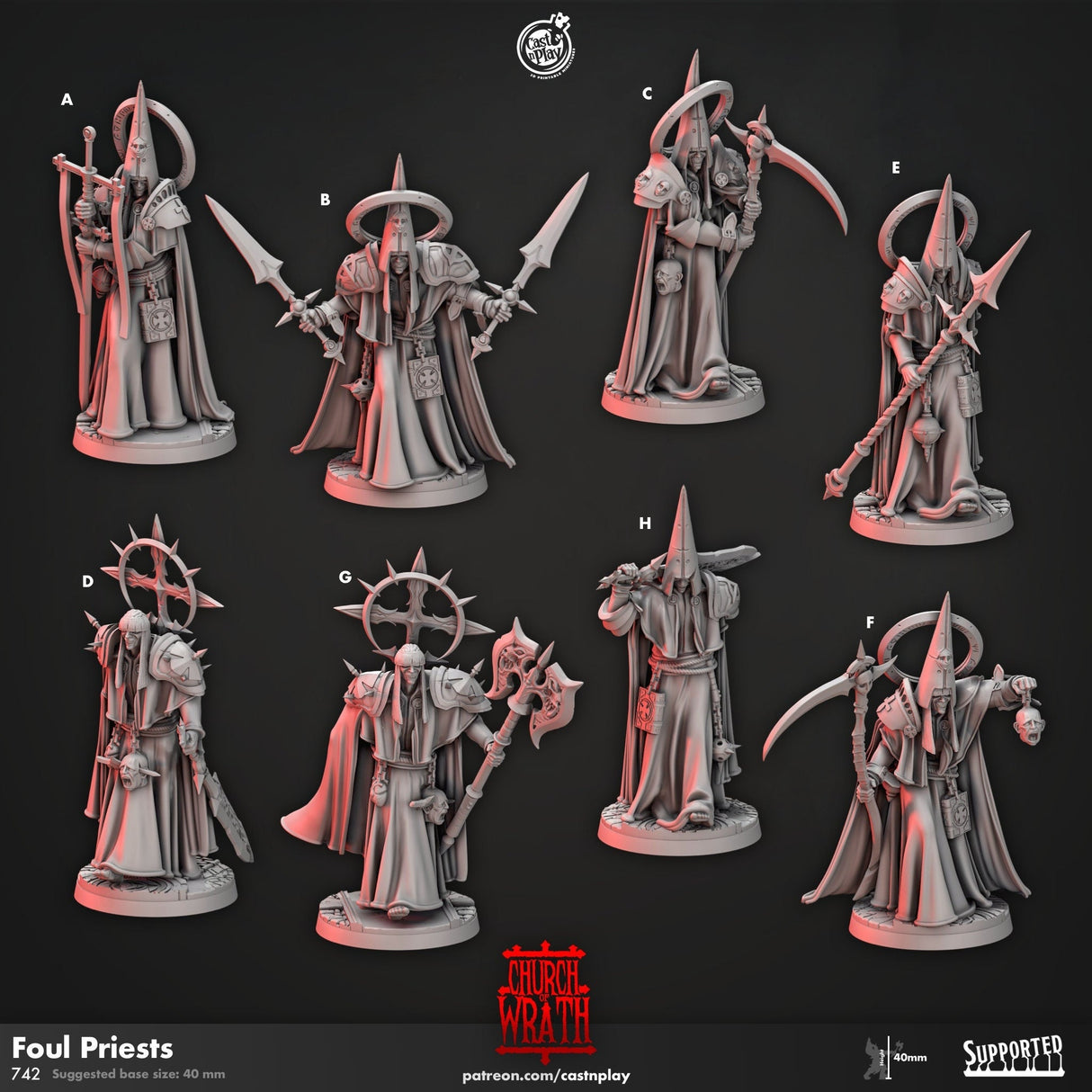 Foul Priests Miniature | A - Tabletop RPG & D&D miniature. Perfect for wargaming & collectors