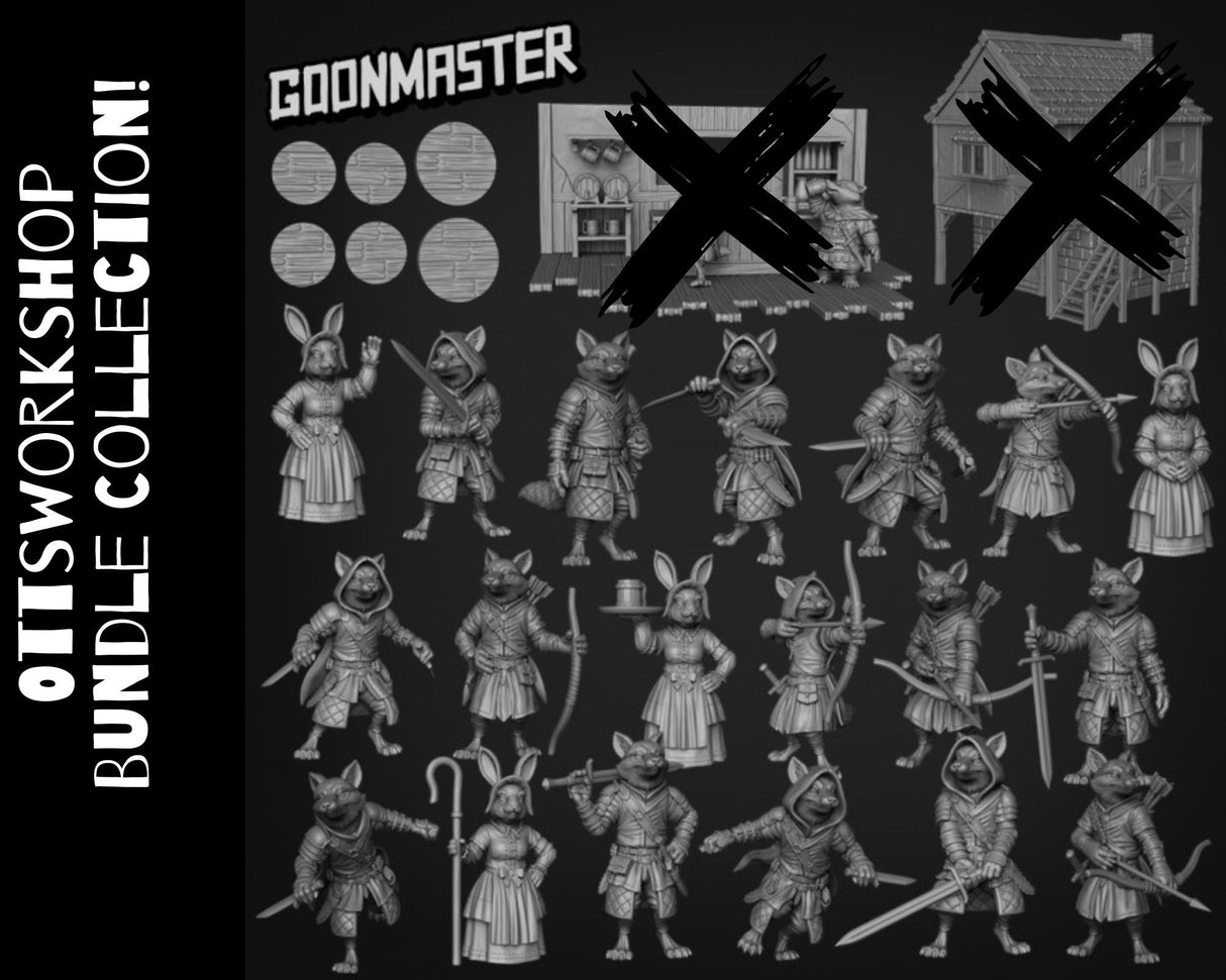 Fox Folk and Rabbit Folk Miniature | w/ 25mm standard - Tabletop RPG & D&D miniature. Perfect for wargaming & collectors