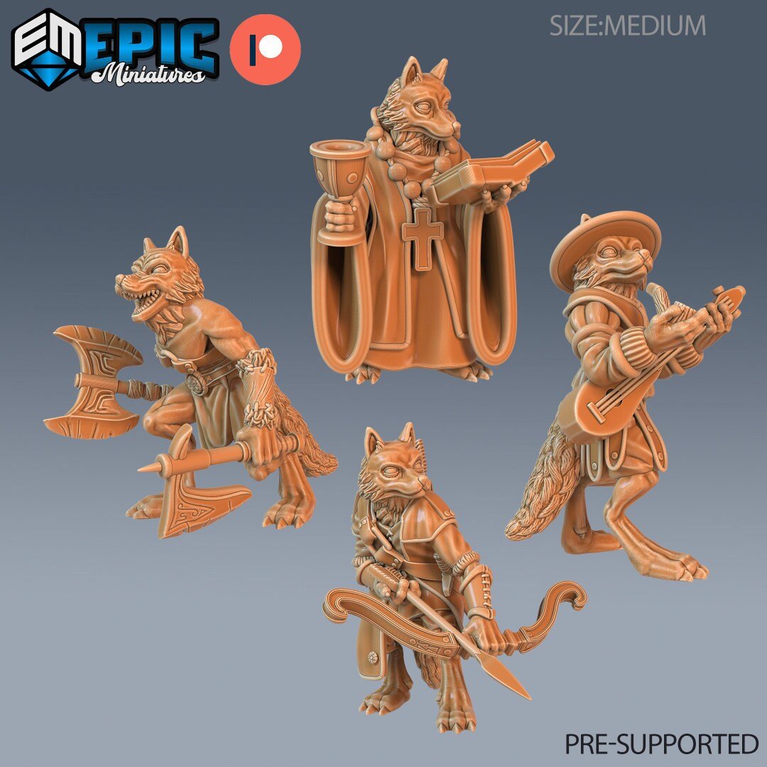 Fox Folk Miniature - set of 4 - 28mm