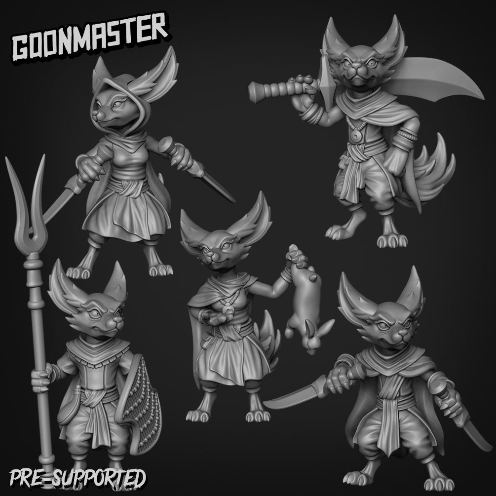 Fox Folk Miniature - Set of 5 - 32mm