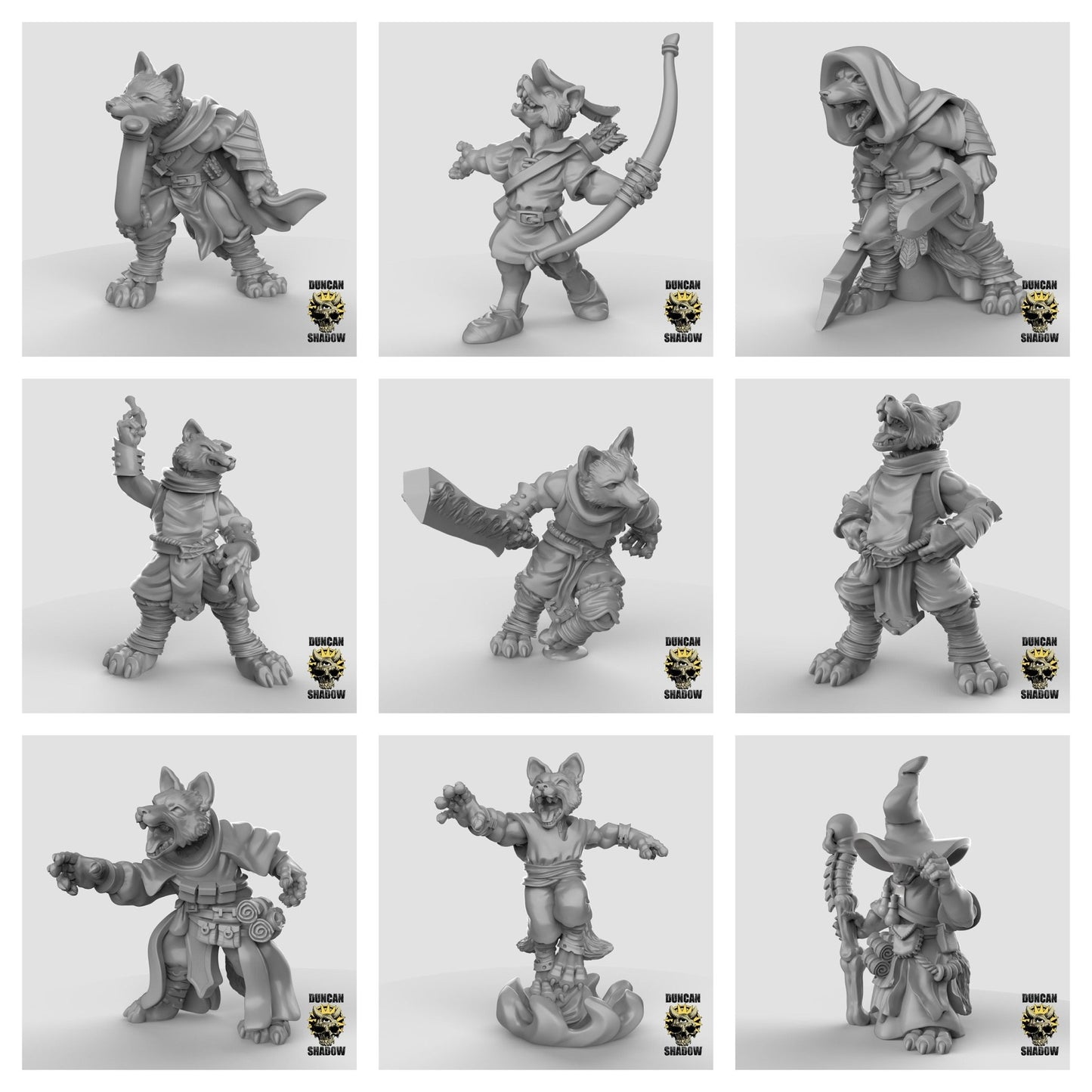 Fox Folk Ranger Miniature - Set of 9 - 32mm