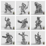 Fox Folk bundle set | Set of 9 - Tabletop RPG & D&D miniature. Perfect for wargaming & collectors
